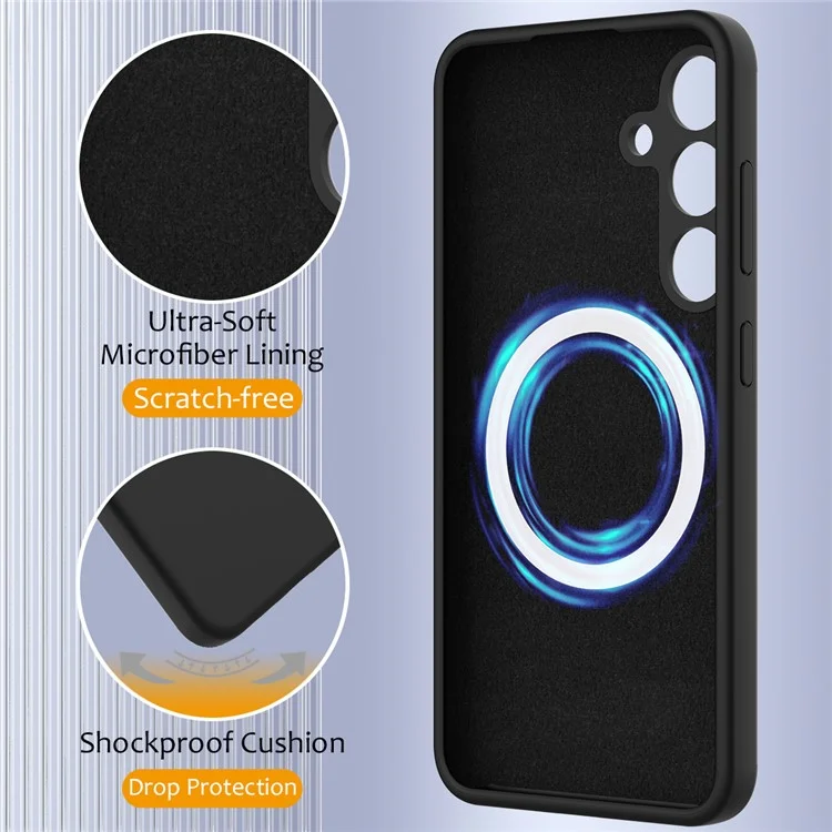 Für Samsung Galaxy S24 Hülle kompatibel mit MagSafe Anti-Drop Flüssigsilikon Handyhülle - Schwarz