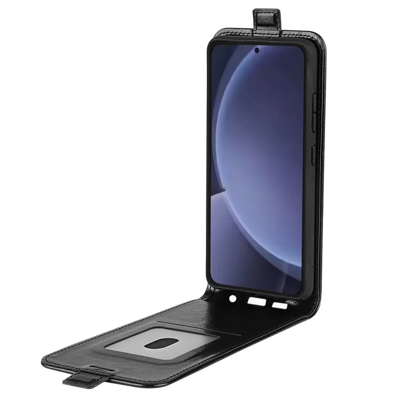 For Samsung Galaxy S25+ Case with Card Slots Vertical Flip Leather Phone Cover - Black
