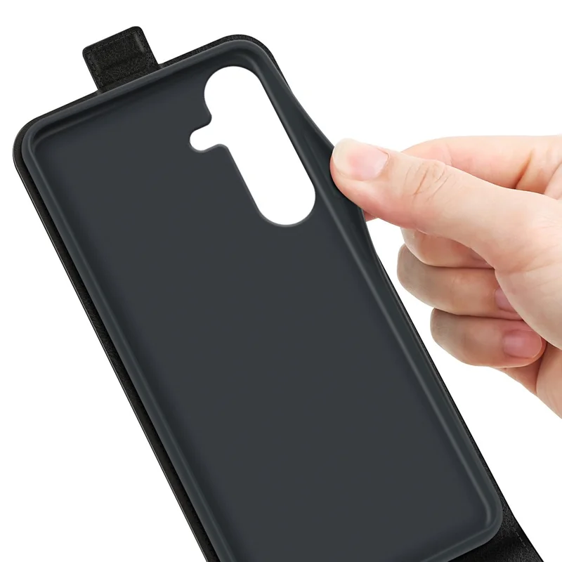 For Samsung Galaxy S25+ Case with Card Slots Vertical Flip Leather Phone Cover - Black