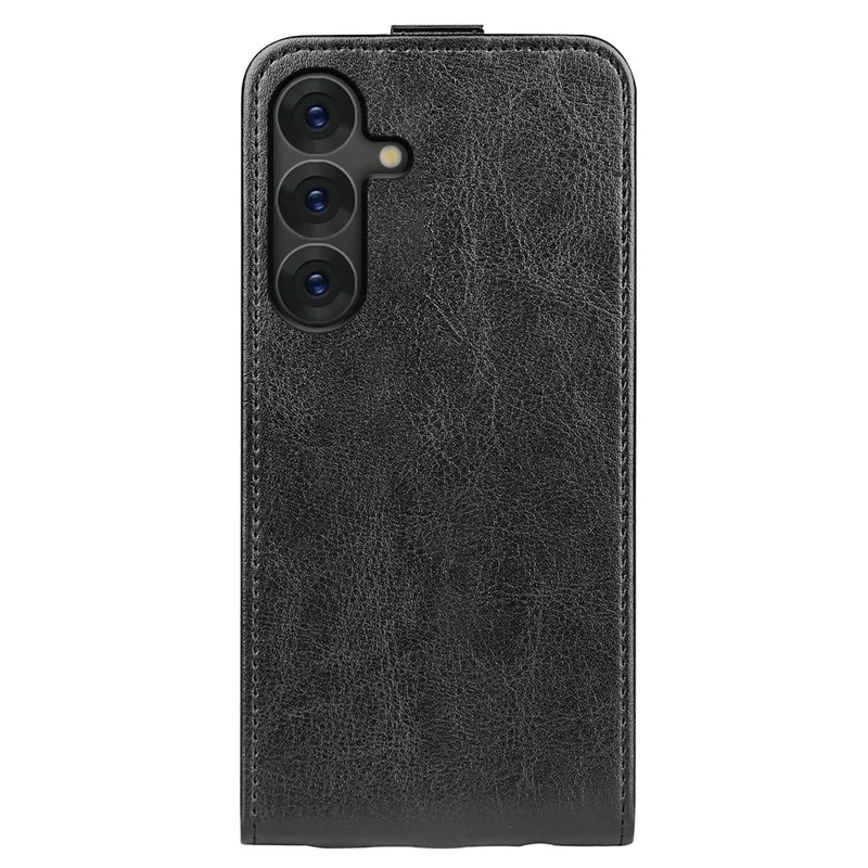 For Samsung Galaxy S25+ Case with Card Slots Vertical Flip Leather Phone Cover - Black