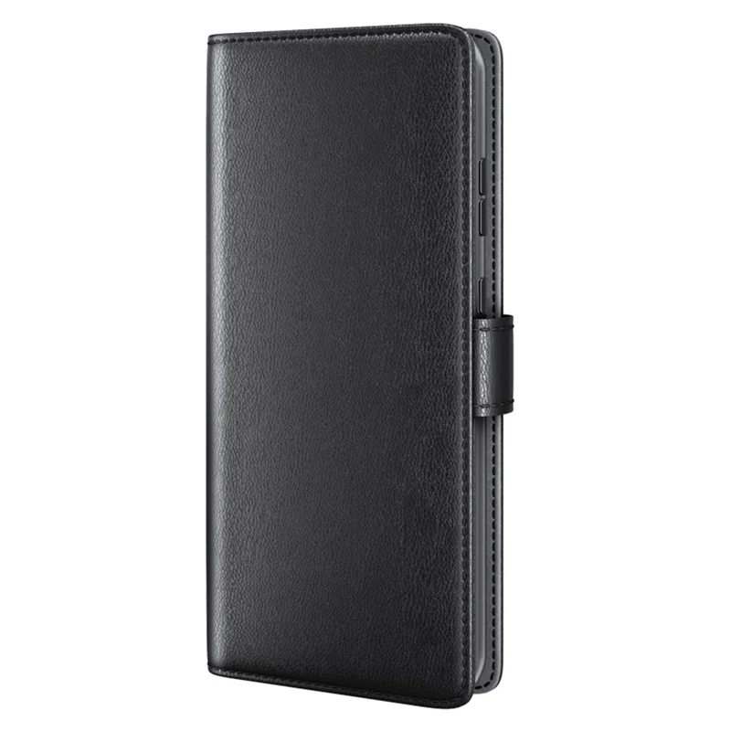 Für Samsung Galaxy S25+ Hülle Echtes gespaltenes Leder Handyhülle Brieftasche Kartensteckplatz - Schwarz
