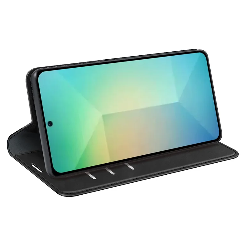 For Samsung Galaxy S25 Case Skin-Touch Leather Wallet Phone Cover - Black