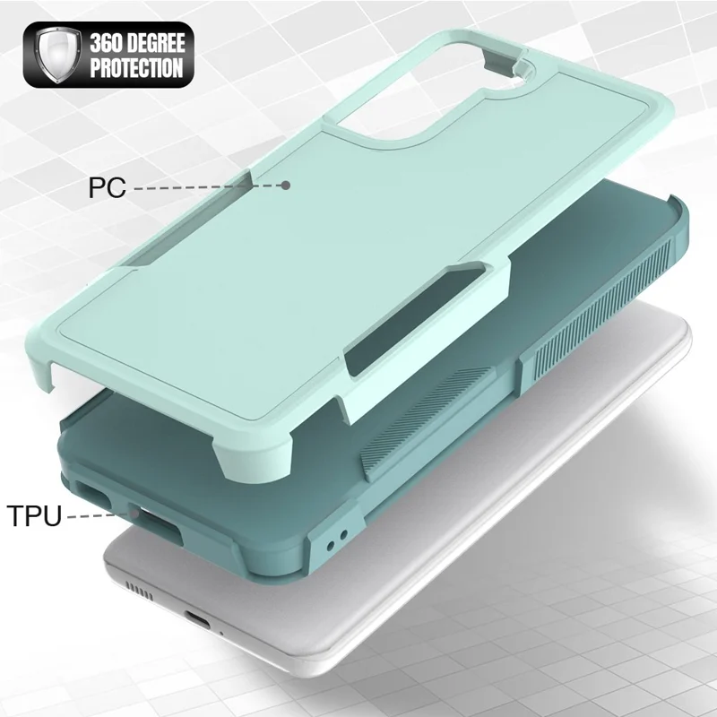 For Samsung Galaxy S21 5G / S21 4G Case 2-in-1 PC+TPU Shockproof Phone Cover - Mint Green
