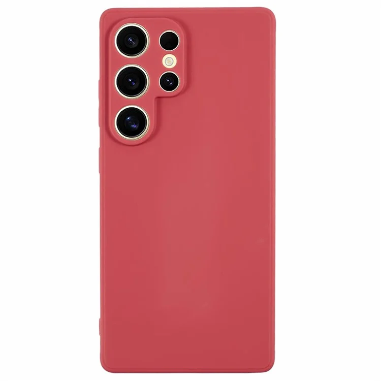 For Samsung Galaxy S25 Ultra Case Precise Cut-Outs Straight Edge TPU Shockproof Phone Cover - Red