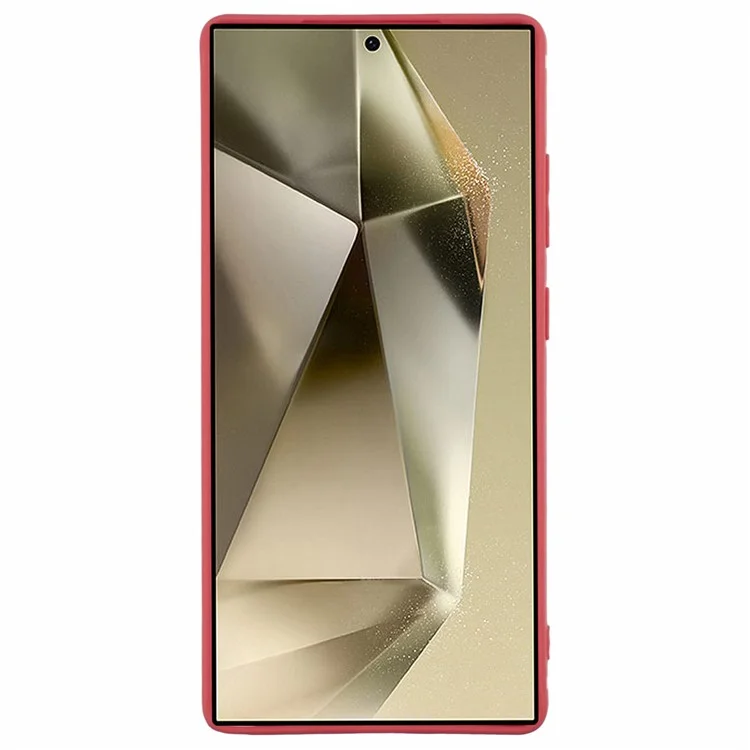 For Samsung Galaxy S25 Ultra Case Precise Cut-Outs Straight Edge TPU Shockproof Phone Cover - Red