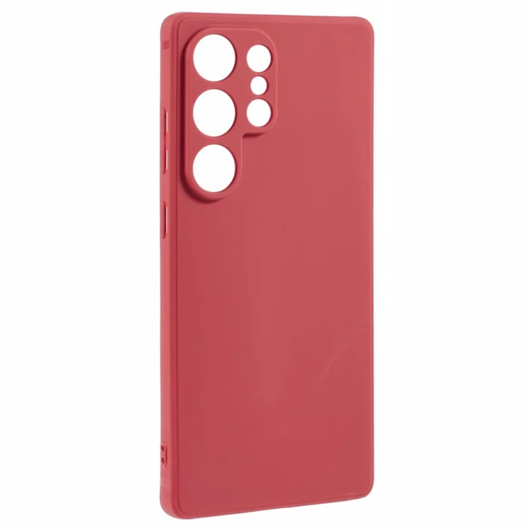 For Samsung Galaxy S25 Ultra Case Precise Cut-Outs Straight Edge TPU Shockproof Phone Cover - Red