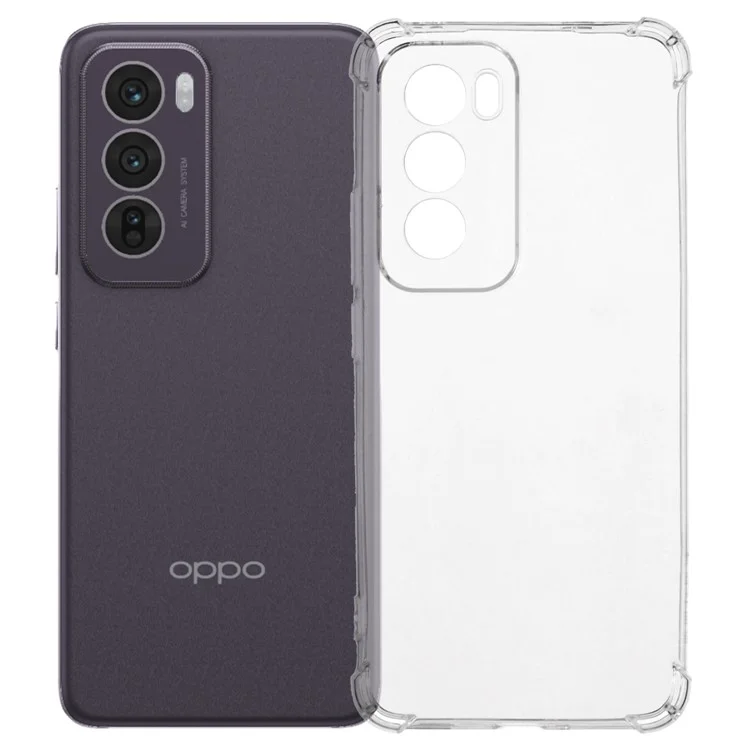 Capa de telefone reforçada com quatro cantos anti-queda e cobertura de TPU transparente para Oppo Reno12 5G (Global)