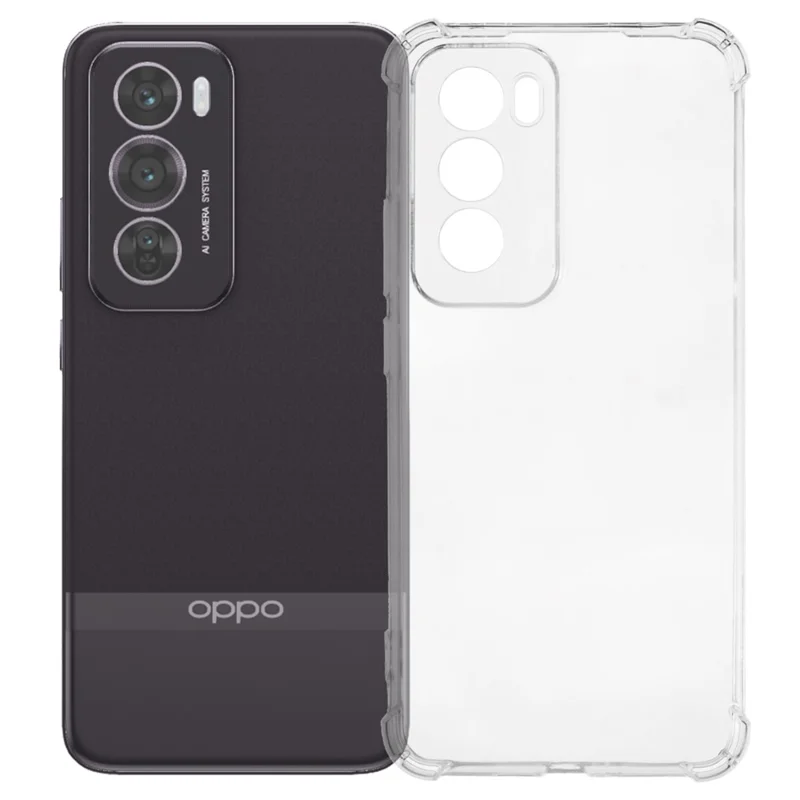 Capa de telefone reforçada com quatro cantos anti-queda e cobertura de TPU transparente para Oppo Reno12 Pro 5G (Global)