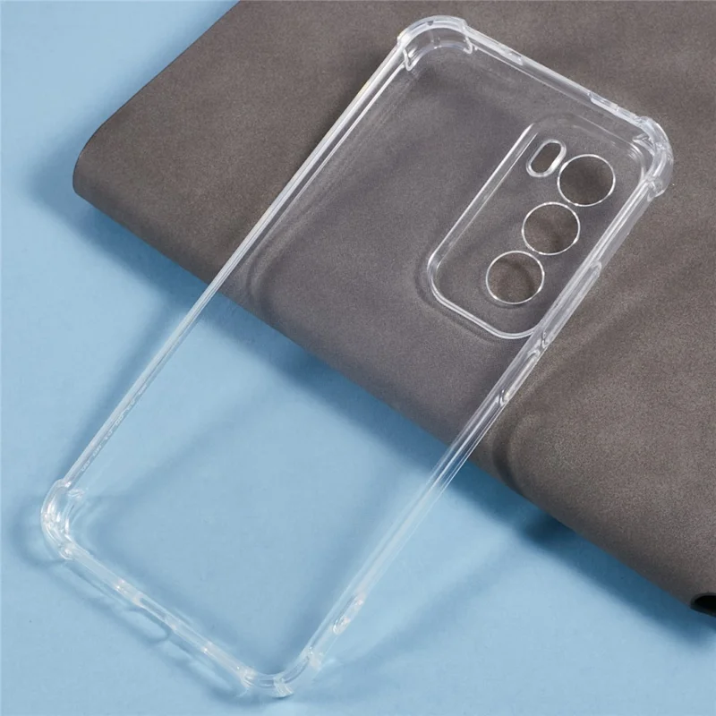 Capa de telefone reforçada com quatro cantos anti-queda e cobertura de TPU transparente para Oppo Reno12 Pro 5G (Global)
