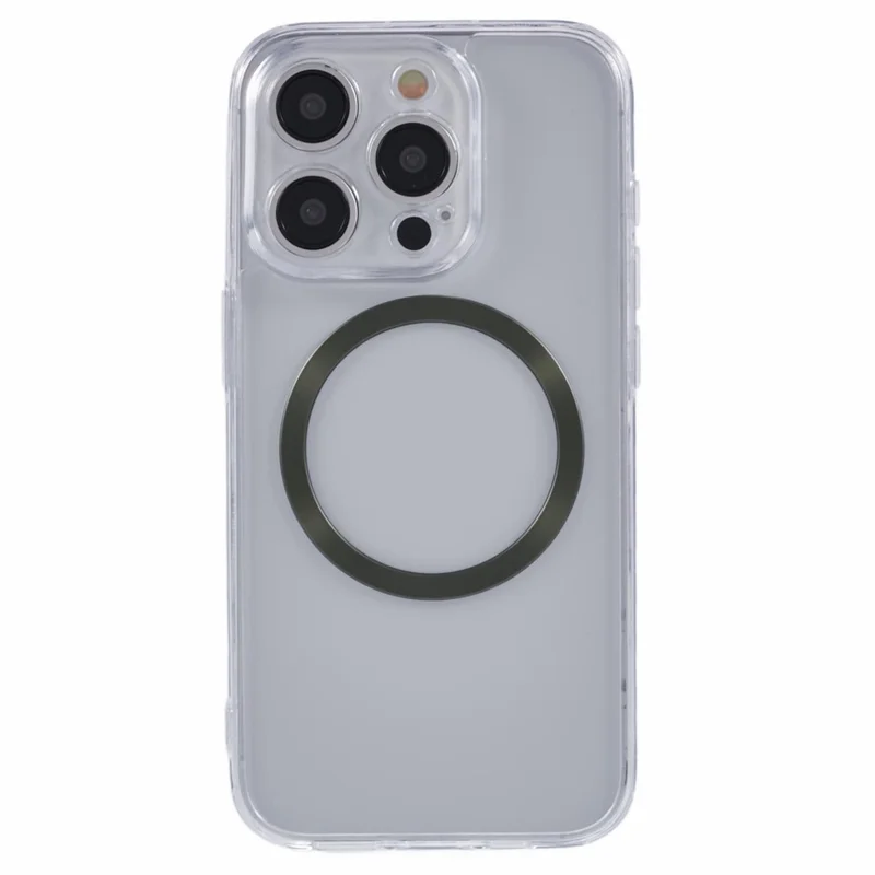 For iPhone 15 Pro Case Compatible with MagSafe CD Vein TPU+Acrylic Phone Cover - Green