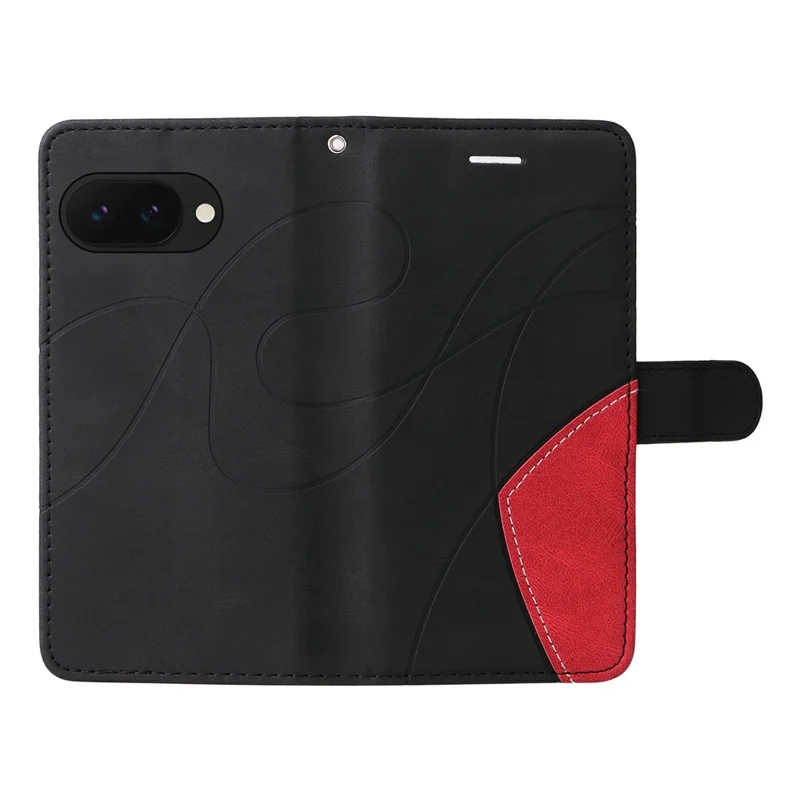 For Google Pixel 9a Leather Case Wallet Stand Color Splicing Phone Cover  - Black