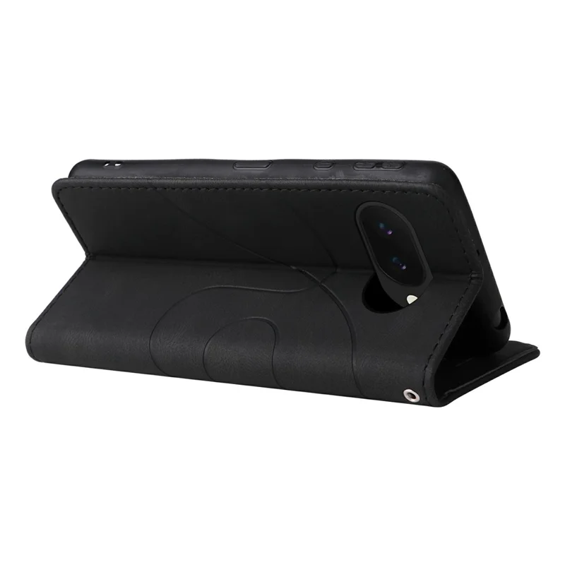 For Google Pixel 9a Leather Case Wallet Stand Color Splicing Phone Cover  - Black