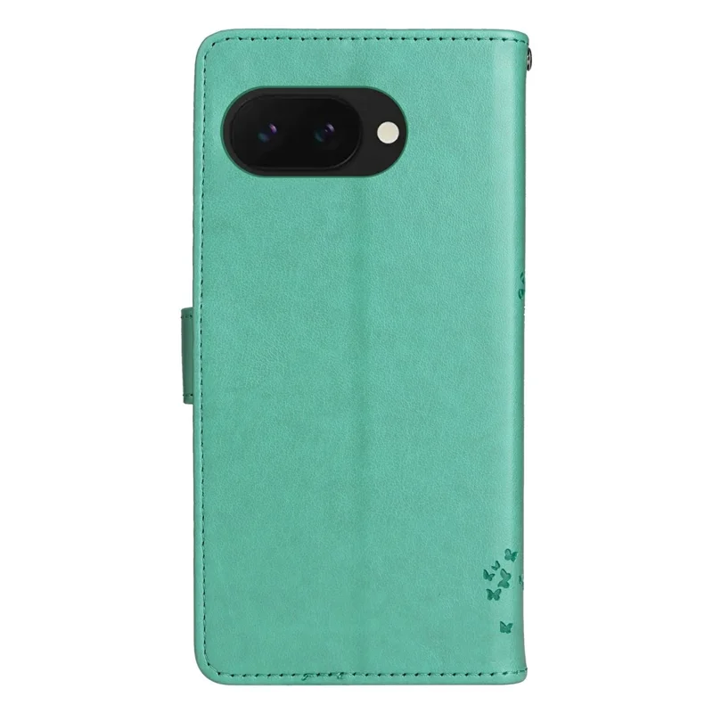 For Google Pixel 9a Phone Case with Stand Cat Tree Pattern Leather Wallet Mobile Cover  - Green