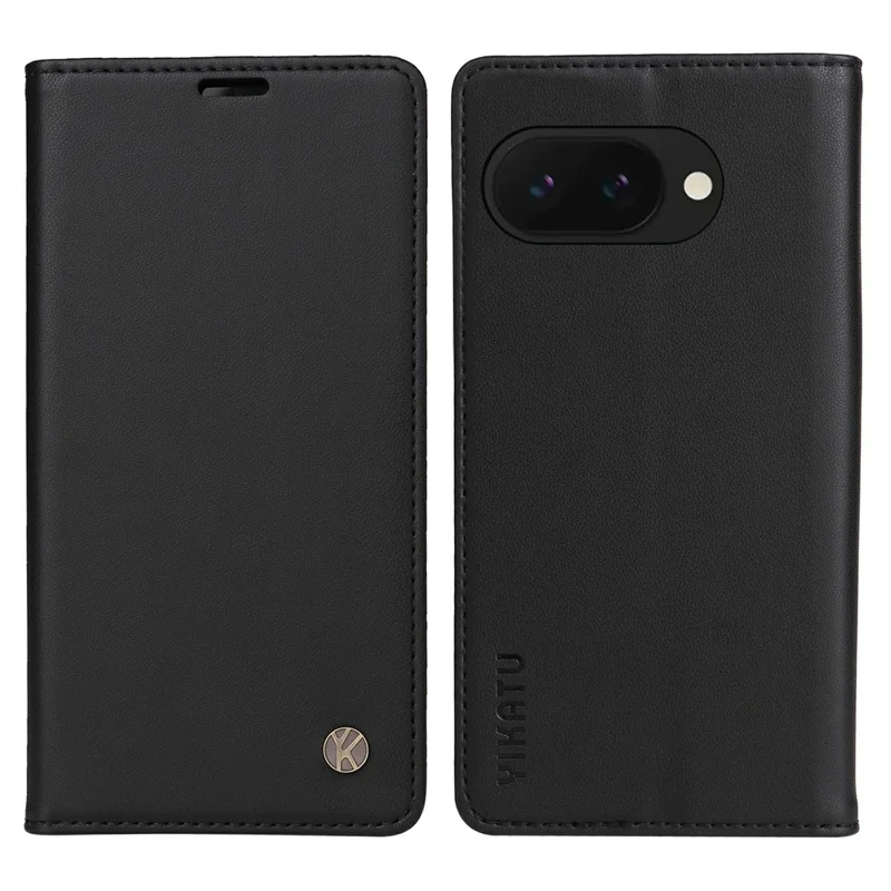 YIKATU YK-001 For Google Pixel 9a Case Stand Leather Phone Cover Strong Magnetic Closure - Black