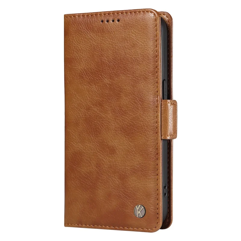 YIKATU YK-007 For Google Pixel 9a Case Side Buckle PU Leather Phone Cover Litchi Texture - Brown