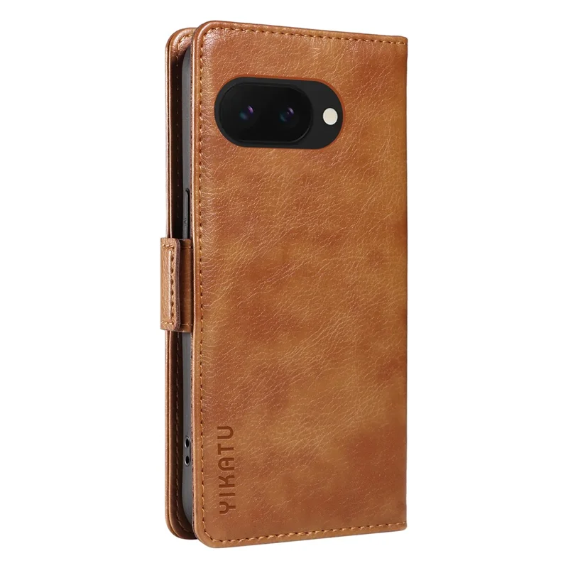 YIKATU YK-007 For Google Pixel 9a Case Side Buckle PU Leather Phone Cover Litchi Texture - Brown