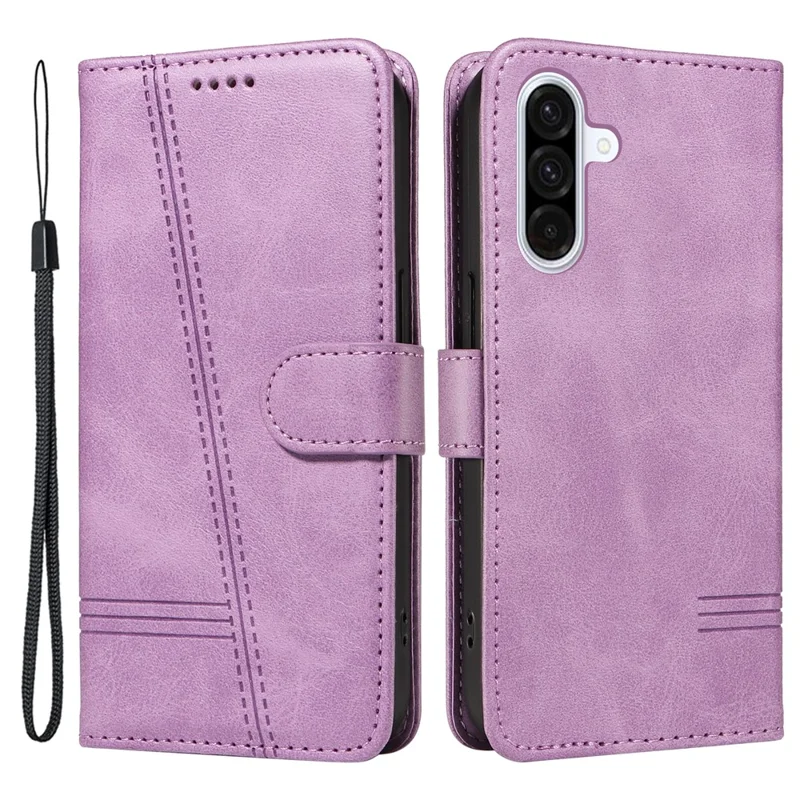 For Samsung Galaxy A36 5G / A56 5G Case Flip Wallet T-Shape Lines Leather Phone Cover - Light Purple