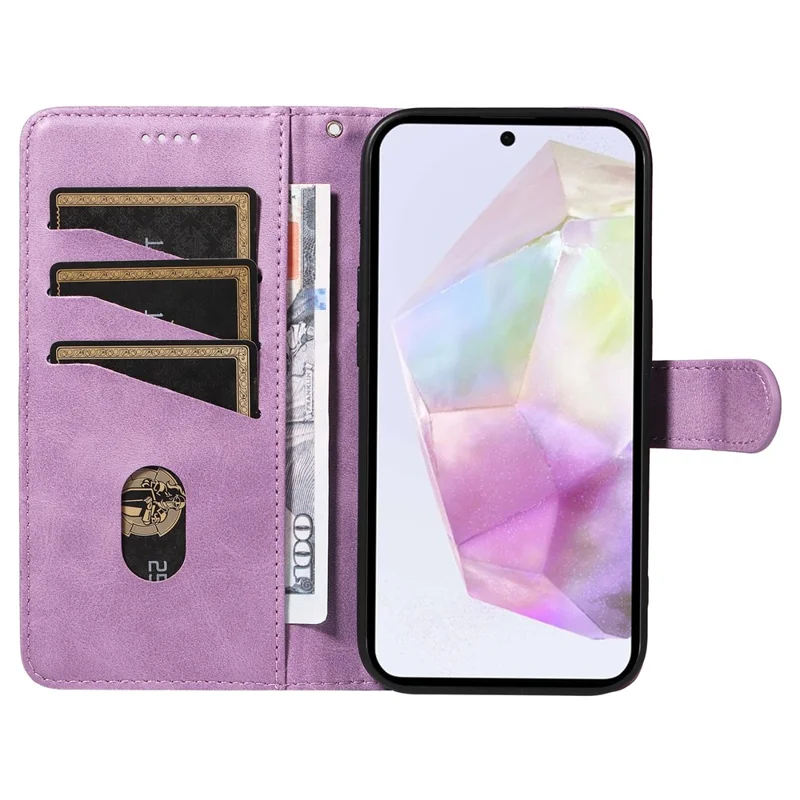 For Samsung Galaxy A36 5G / A56 5G Case Flip Wallet T-Shape Lines Leather Phone Cover - Light Purple