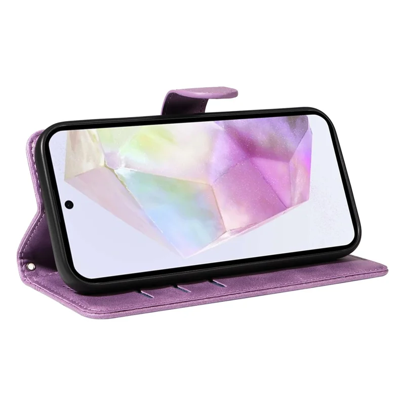 For Samsung Galaxy A36 5G / A56 5G Case Flip Wallet T-Shape Lines Leather Phone Cover - Light Purple