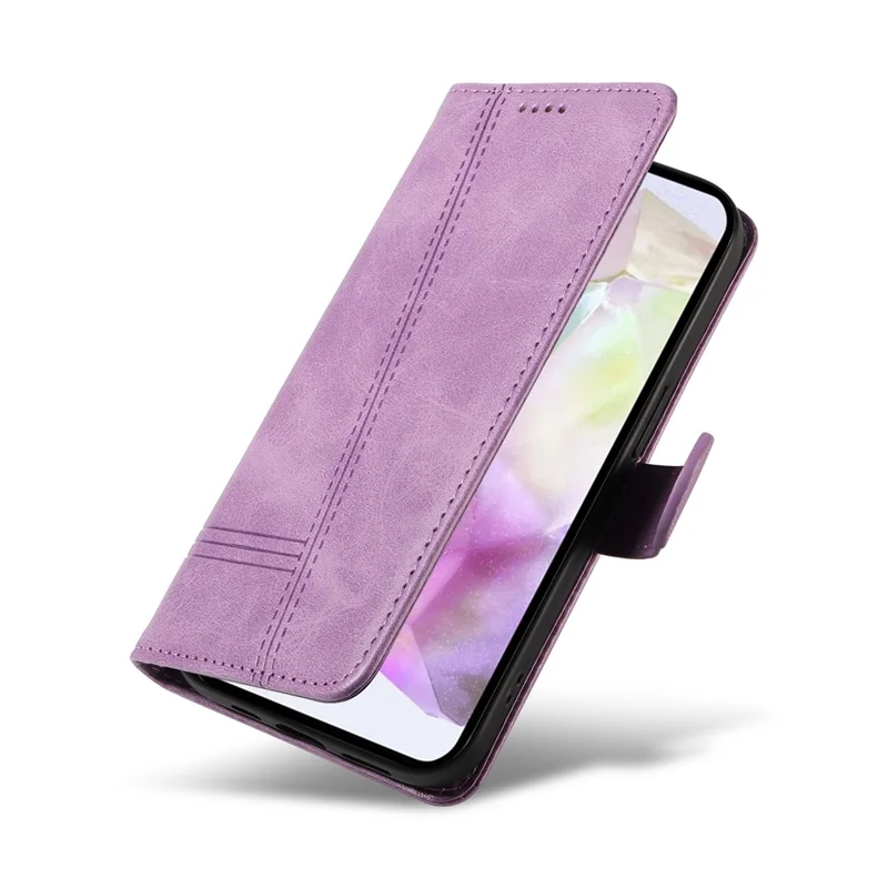 For Samsung Galaxy A36 5G / A56 5G Case Flip Wallet T-Shape Lines Leather Phone Cover - Light Purple