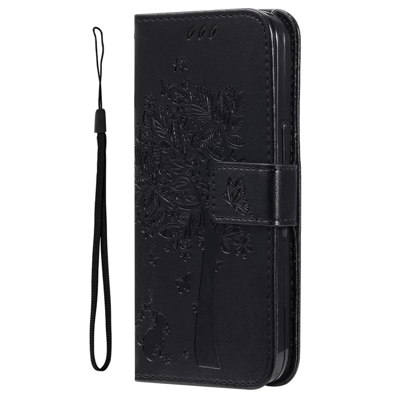 For Xiaomi 15 Pro Phone Case with Stand Cat Tree Pattern Leather Wallet Mobile Cover  - Black