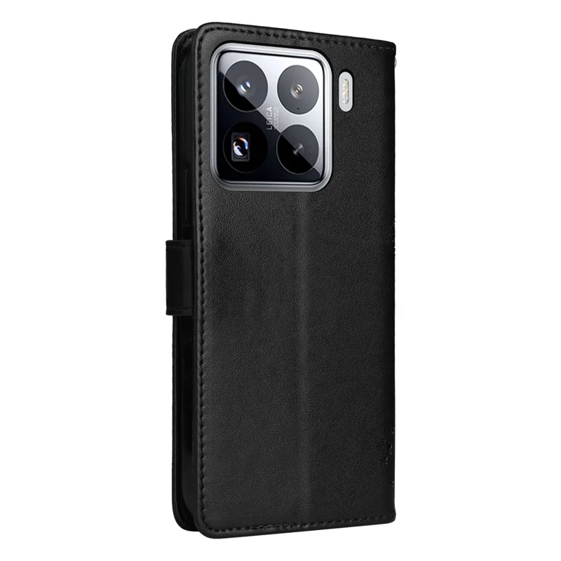 For Xiaomi 15 Pro Phone Case with Stand Cat Tree Pattern Leather Wallet Mobile Cover  - Black