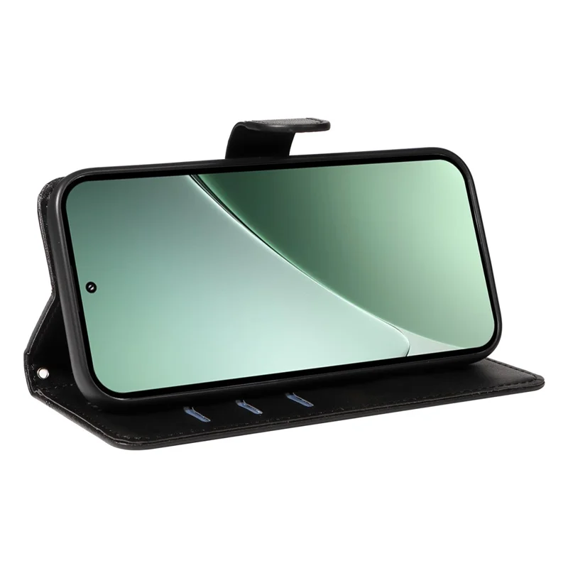 For Xiaomi 15 Pro Case Flip Wallet T-Shape Lines Leather Phone Cover - Black