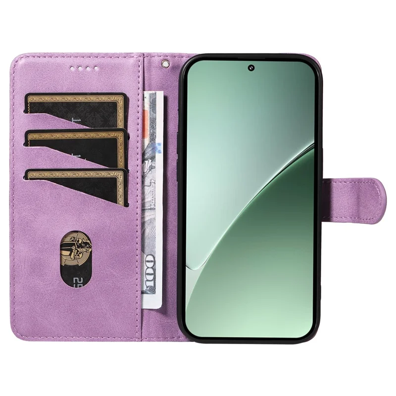For Xiaomi 15 Pro Case Flip Wallet T-Shape Lines Leather Phone Cover - Light Purple