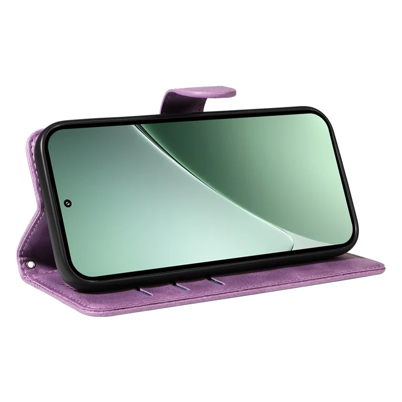 For Xiaomi 15 Pro Case Flip Wallet T-Shape Lines Leather Phone Cover - Light Purple