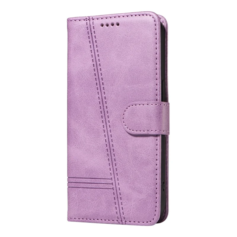 For Xiaomi 15 Pro Case Flip Wallet T-Shape Lines Leather Phone Cover - Light Purple