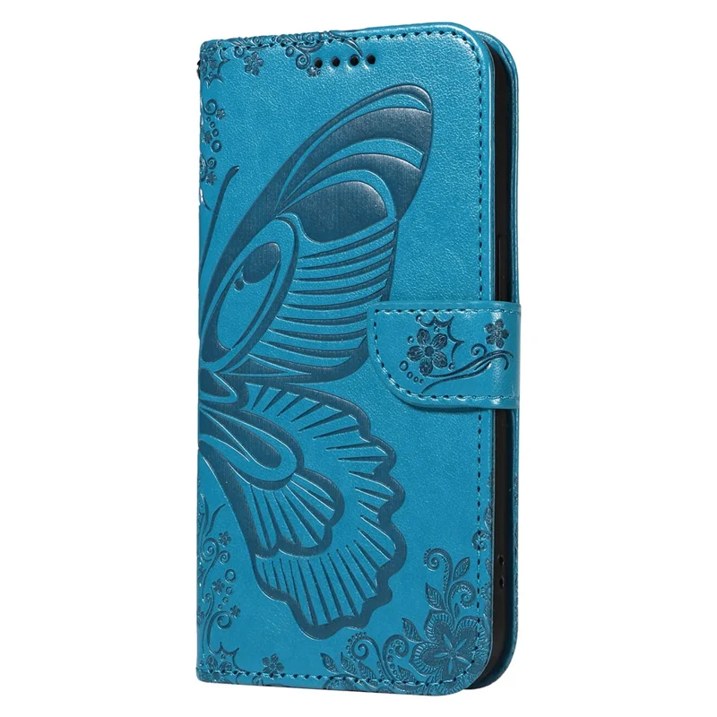 Fodral för Xiaomi 15 Pro med fjärils mönster, läder, plånbok, vikbar hölse - Blå