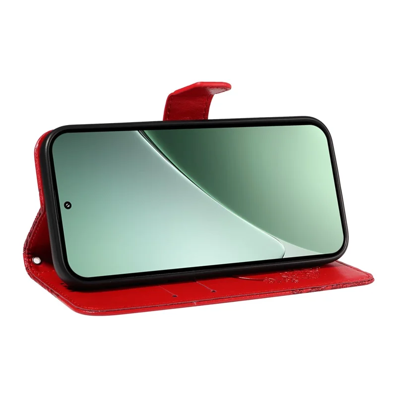 Fodral för Xiaomi 15 Pro med fjärilsmönster, läder, plånbok, vikbar hölse - Röd