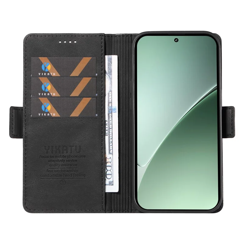 YIKATU YK-005 Custodia per Xiaomi 15 Pro in pelle PU, cover per telefono con sensazione tattile - Nero