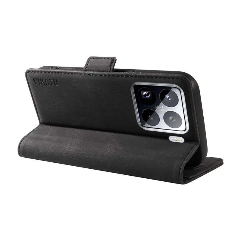YIKATU YK-005 Custodia per Xiaomi 15 Pro in pelle PU, cover per telefono con sensazione tattile - Nero