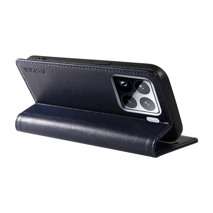 Custodia YIKATU YK-006 per Xiaomi 15 Pro, chiusura magnetica, cover in pelle con texture a grana di litchi - Blu navy
