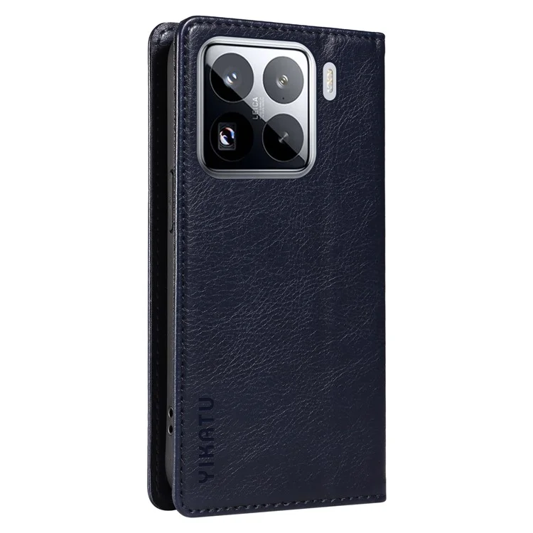 Custodia YIKATU YK-006 per Xiaomi 15 Pro, chiusura magnetica, cover in pelle con texture a grana di litchi - Blu navy