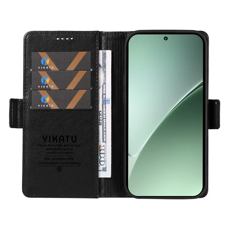 Capa YIKATU YK-007 para Xiaomi 15 Pro, com fivela lateral, em couro PU e textura de lichia - Preta