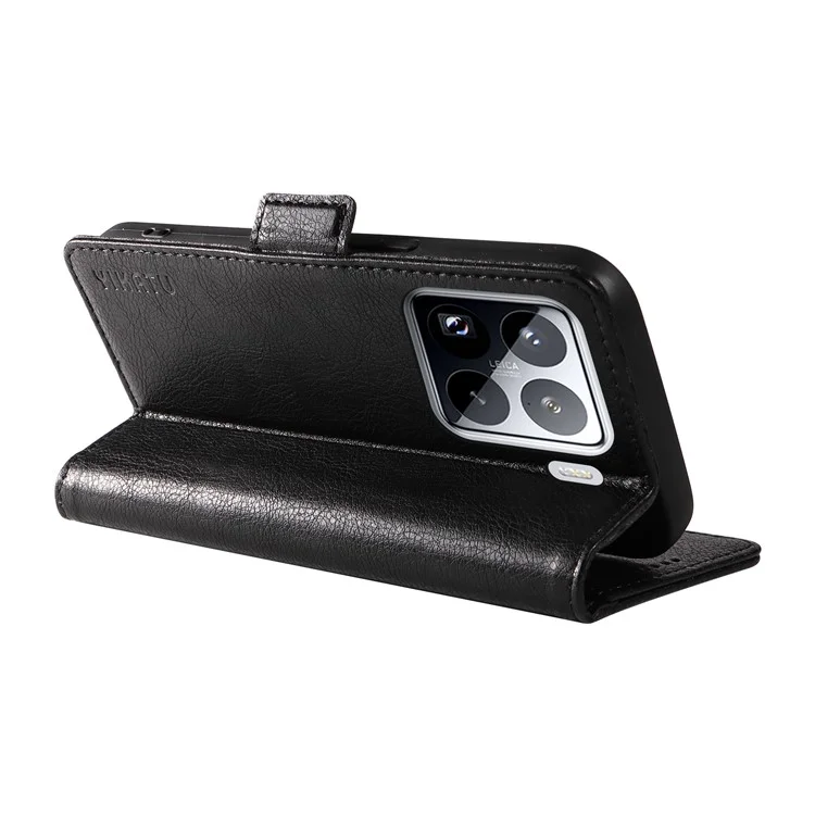 Capa YIKATU YK-007 para Xiaomi 15 Pro, com fivela lateral, em couro PU e textura de lichia - Preta