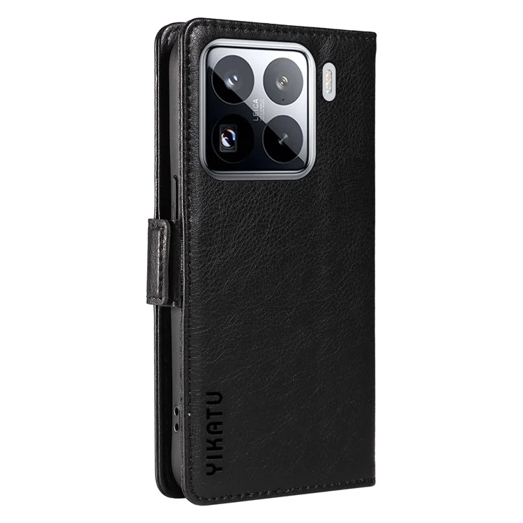 Capa YIKATU YK-007 para Xiaomi 15 Pro, com fivela lateral, em couro PU e textura de lichia - Preta