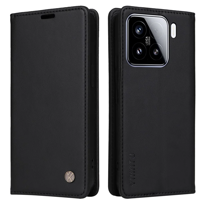 YIKATU YK-001 чехол для Xiaomi 15 с подставкой, кожаный чехол для телефона с сильной магнитной застежкой - черный