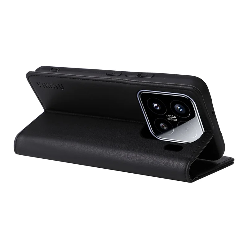 YIKATU YK-001 чехол для Xiaomi 15 с подставкой, кожаный чехол для телефона с сильной магнитной застежкой - черный