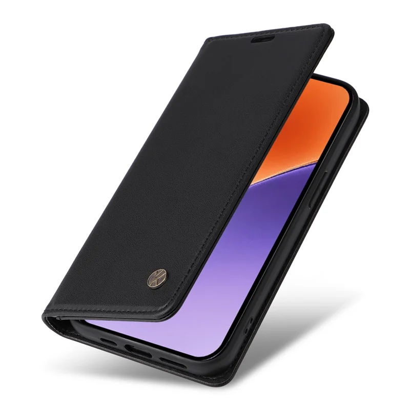 YIKATU YK-001 чехол для Xiaomi 15 с подставкой, кожаный чехол для телефона с сильной магнитной застежкой - черный