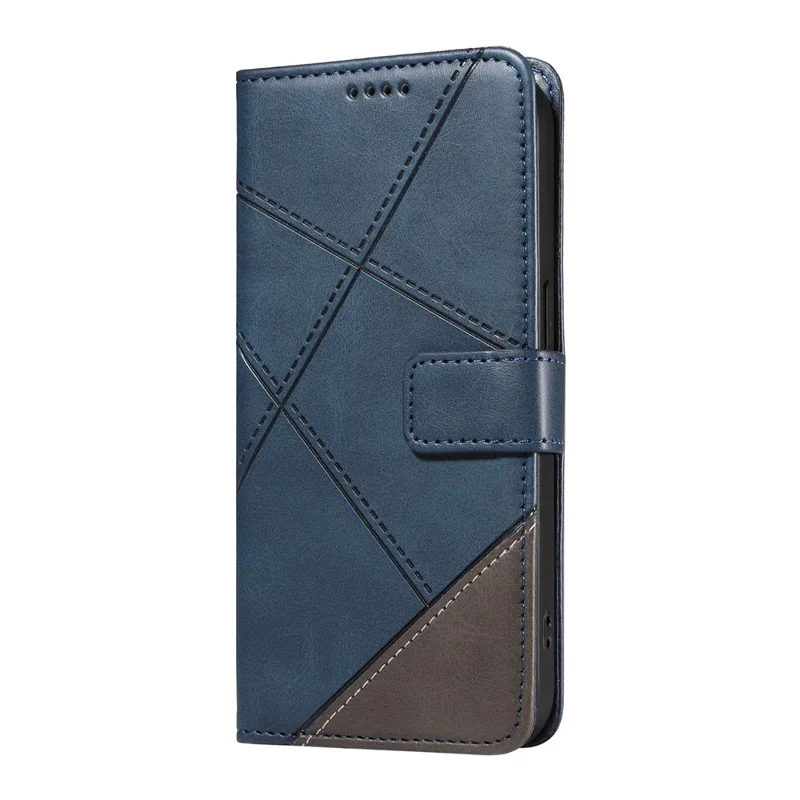For Xiaomi 15 Case Leather Geometric Line Wallet Phone Cover with Wrist Strap - Blue