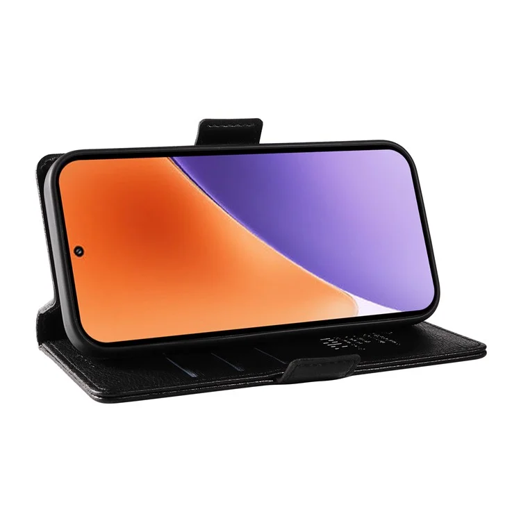 YIKATU YK-007 Чехол для Xiaomi 15 с боковой пряжкой, кожаный чехол с текстурой личи - черный