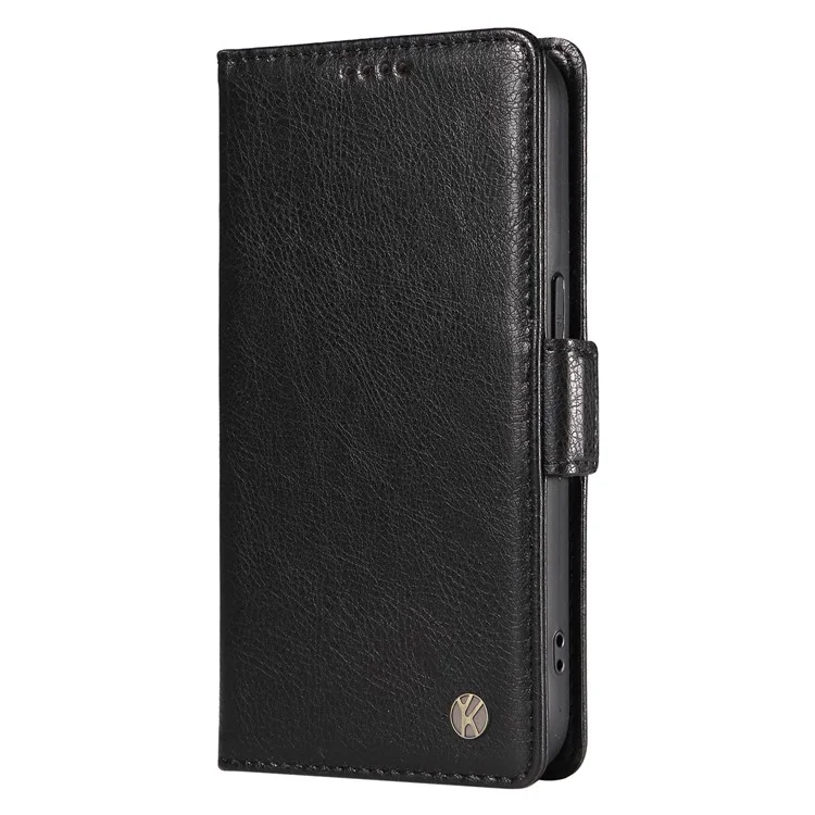 YIKATU YK-007 Чехол для Xiaomi 15 с боковой пряжкой, кожаный чехол с текстурой личи - черный