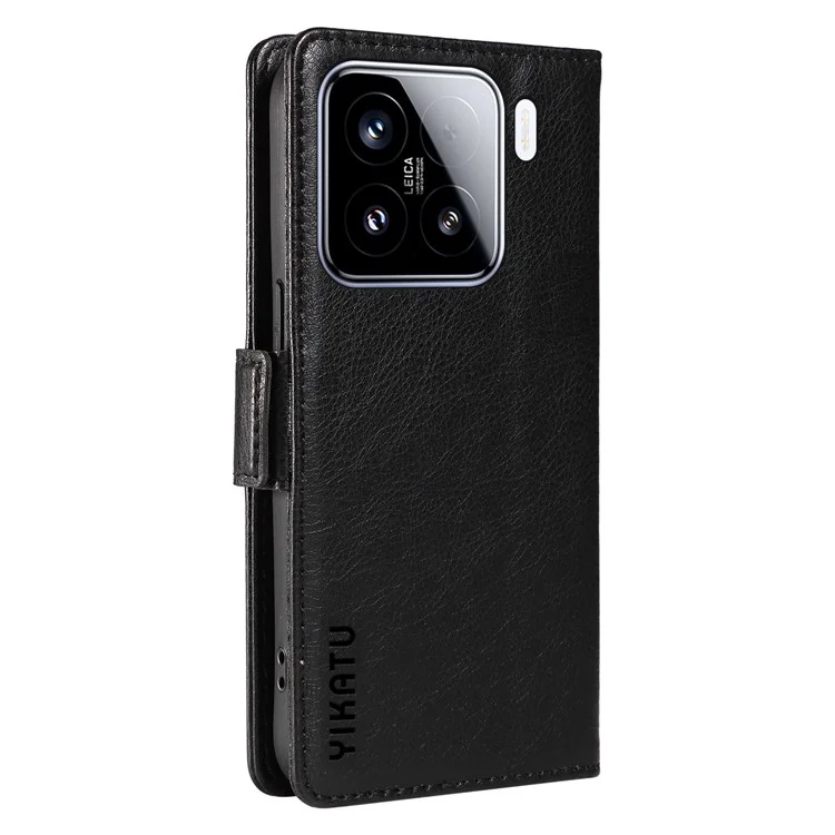 YIKATU YK-007 Чехол для Xiaomi 15 с боковой пряжкой, кожаный чехол с текстурой личи - черный
