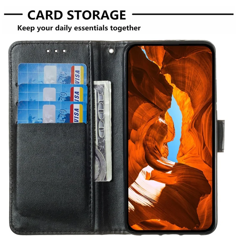 Capa para Honor X7c 4G / Honor 200 Smart 5G com suporte para cartão, em couro sintético, estilo carteira com flip - Preto