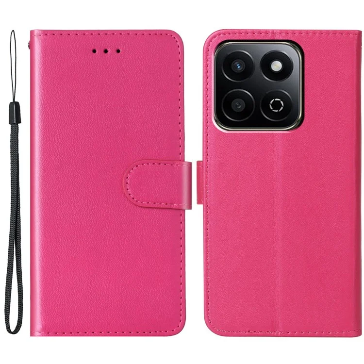 For Honor X7c 4G / Honor 200 Smart 5G Case with Card Holder PU Leather Flip Wallet Phone Cover - Rose