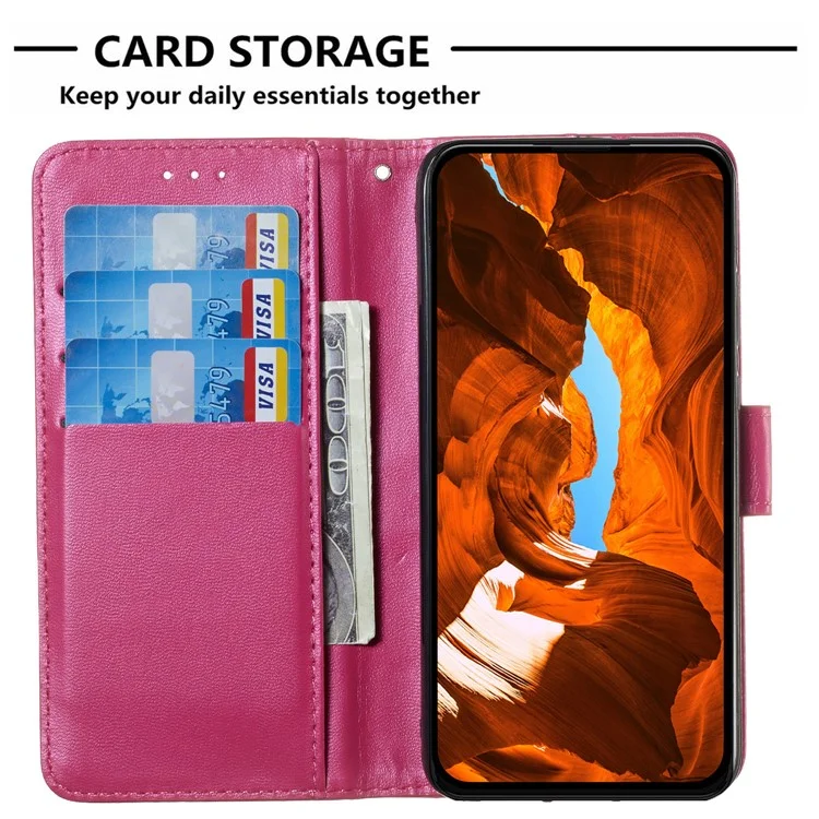 For Honor X7c 4G / Honor 200 Smart 5G Case with Card Holder PU Leather Flip Wallet Phone Cover - Rose