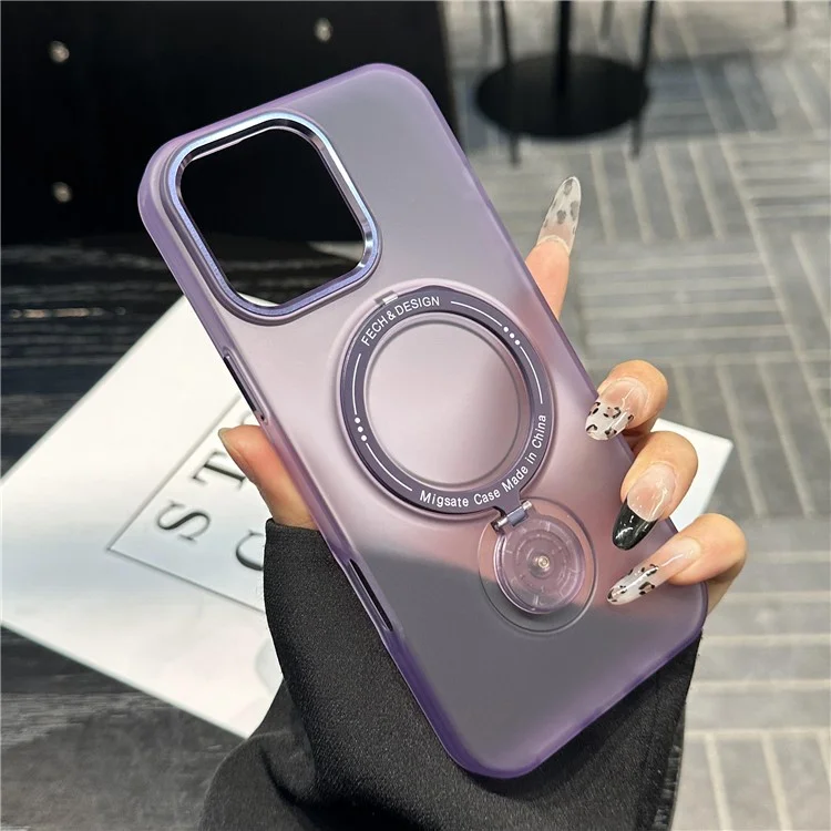 Étui magnétique avec support pour iPhone 16 Pro Max, Coque de protection en TPU + PC, Couleur: Violet